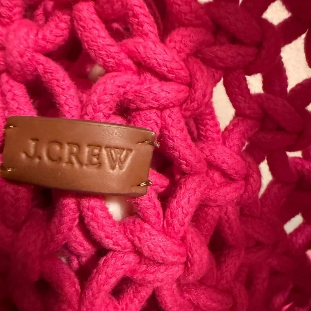 JCrew Multi Purpose Large Macrame Tote Hot Pink NWOT